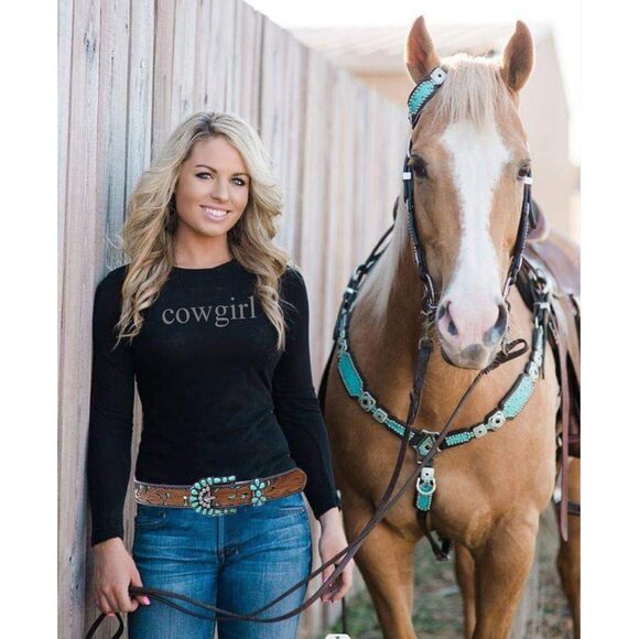 3117 Womens Western Belt With Turquoise Buckle Bling Cowgirl Belt For Jeans - Picture 5 of 7